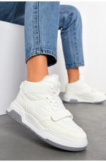 Ботинки женские зимние белого цвета на меху 194118L