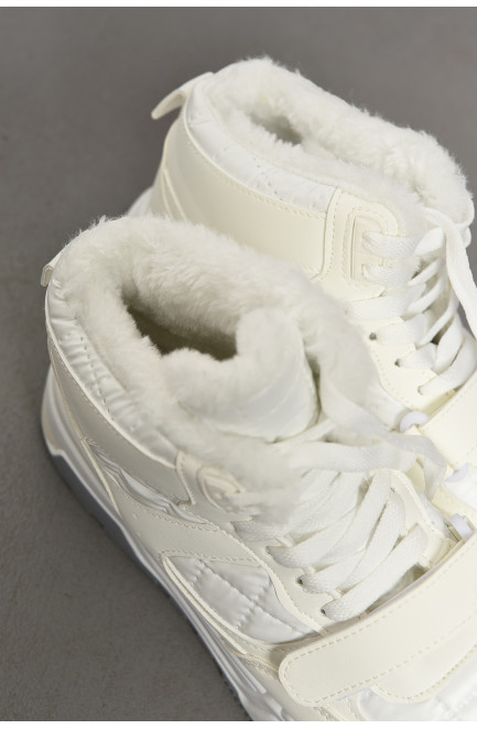 Ботинки женские зимние белого цвета на меху 194118L