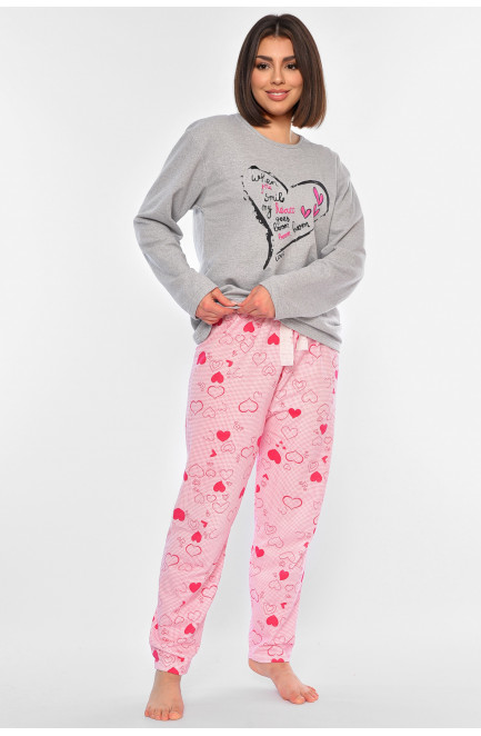 Пижама женская на байке серого цвета 194759L
