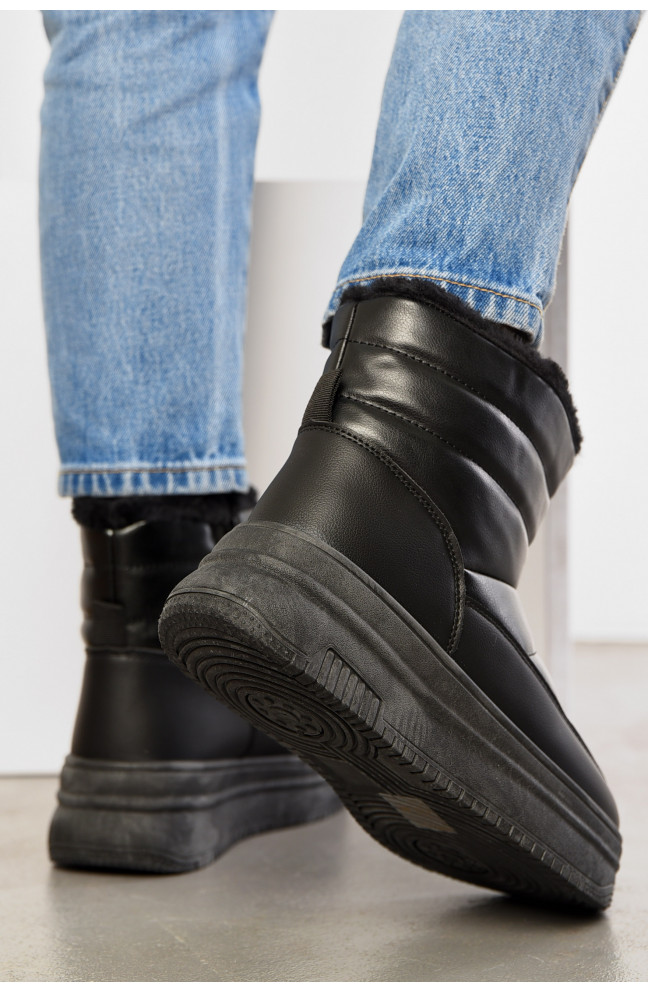 Дутики женские на меху черного цвета 195188L