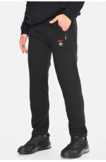 Спортивные штаны мужские на флисе черного цвета 195715L