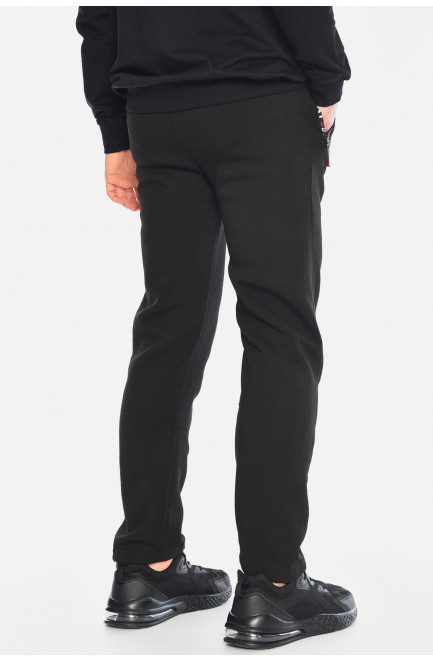 Спортивные штаны мужские на флисе черного цвета 195715L