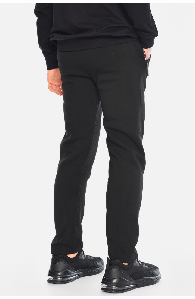 Спортивные штаны мужские на флисе черного цвета 195715L