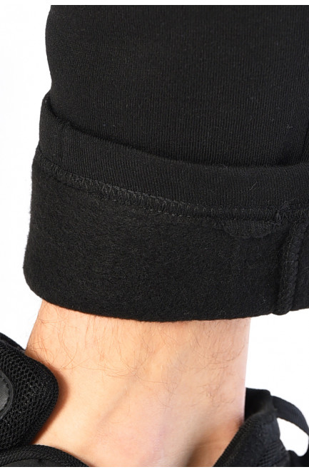 Спортивные штаны мужские на флисе черного цвета 195715L