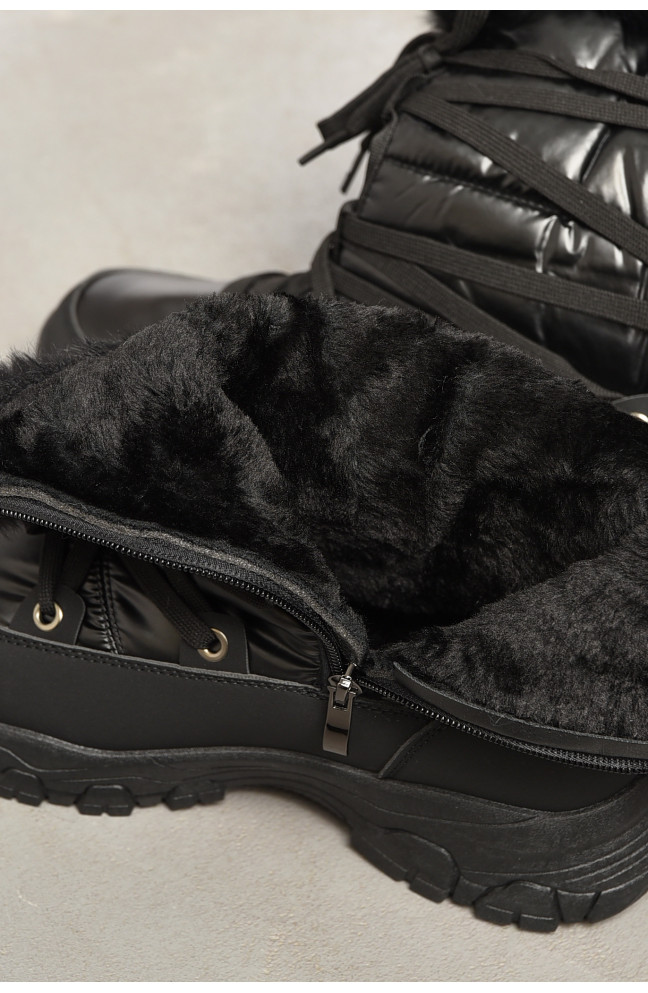 Дутики женские на меху черного цвета 195808L