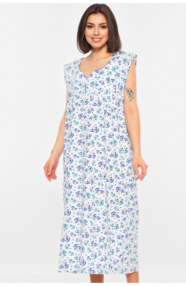 Ночная рубашка женская батальная белого цвета с принтом 195842L