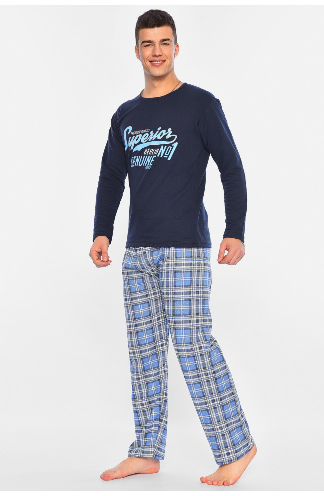 Пижама мужская утеплённая тёмно-синего цвета 196170L