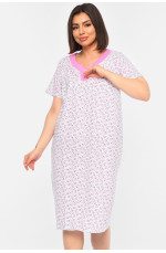 Ночная рубашка женская полубатальная белого цвета с принтом 196285L
