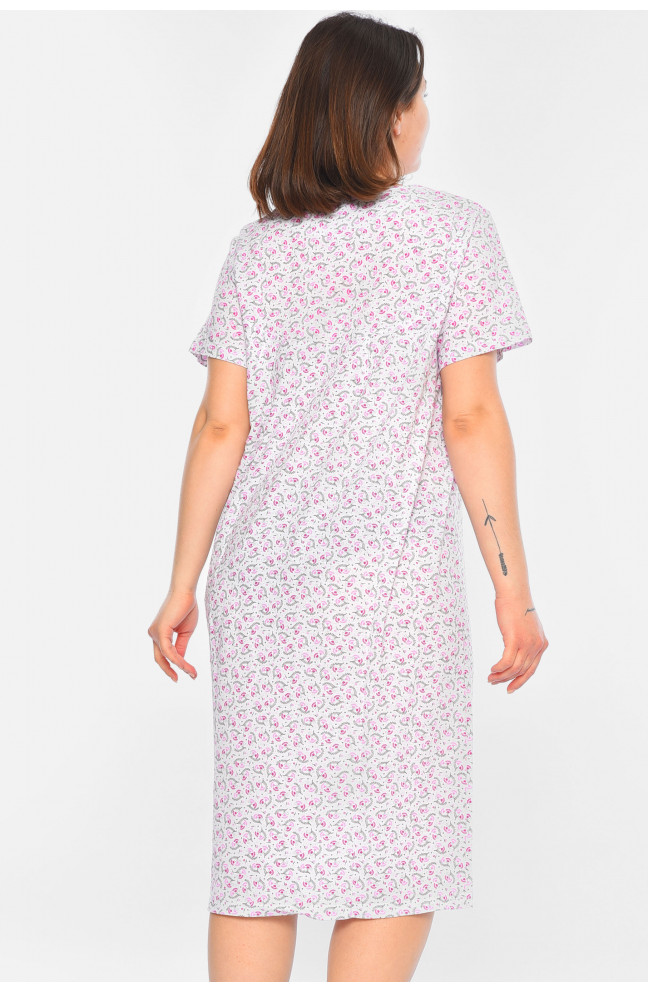 Ночная рубашка женская полубатальная белого цвета с принтом 196285L