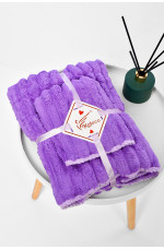 Набор однотонных полотенец из микрофибры банное+для лица фиолетового цвета 196573L