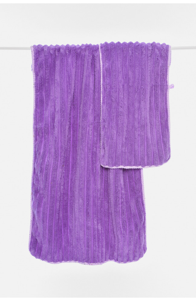 Набор однотонных полотенец из микрофибры банное+для лица фиолетового цвета 196573L