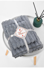 Набор однотонных полотенец из микрофибры банное+для лица серого цвета 196590L