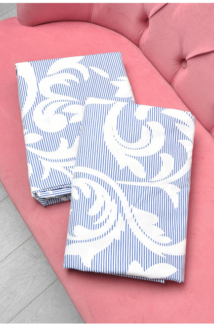 Комплект постельного белья двуспальный с принтом бело-синего цвета 196750L