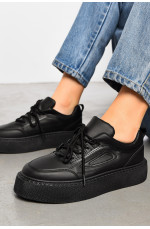 Кроссовки женские черного цвета на шнуровке 196969L
