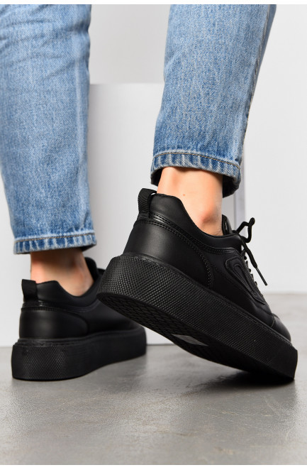Кроссовки женские черного цвета на шнуровке 196969L