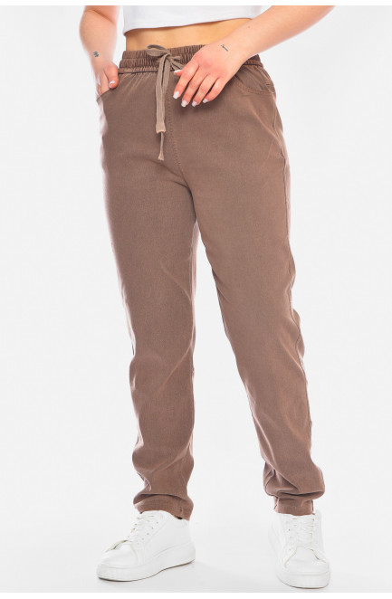 Штаны женские однотонные коричневого цвета 198231L