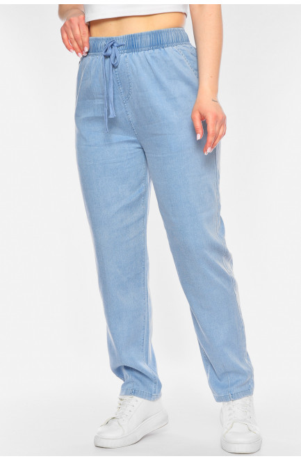 Штаны женские однотонные голубого цвета 198383L