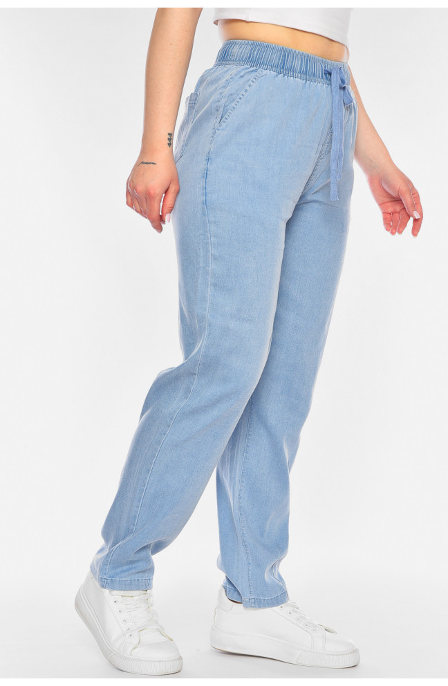 Штаны женские однотонные голубого цвета 198383L