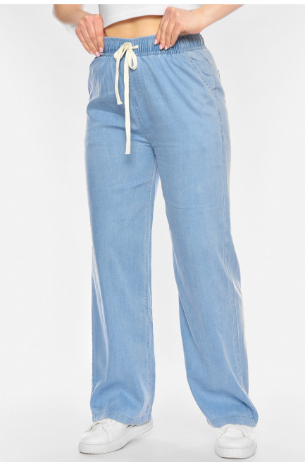 Штаны женские однотонные голубого цвета 198389L