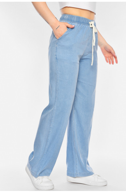 Штаны женские однотонные голубого цвета 198389L