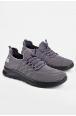 Кроссовки мужские серого цвета на шнуровке текстиль 198674L