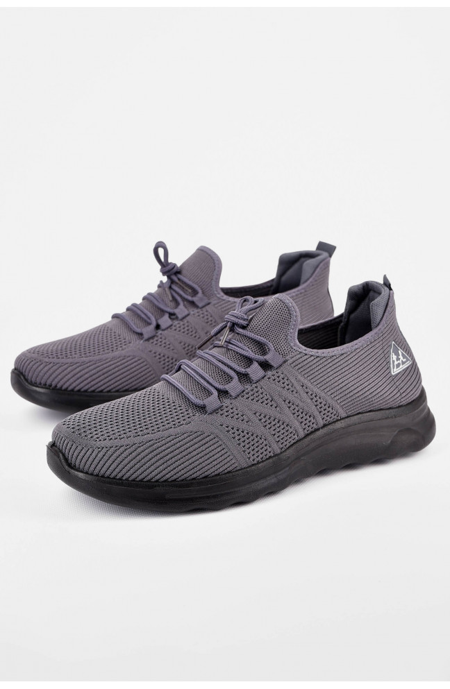 Кроссовки мужские серого цвета на шнуровке текстиль 198674L