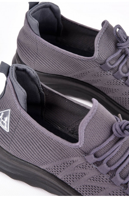 Кроссовки мужские серого цвета на шнуровке текстиль 198674L