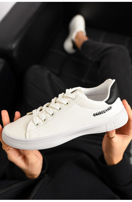 Мокасины женские белого цвета на шнуровке 198838L