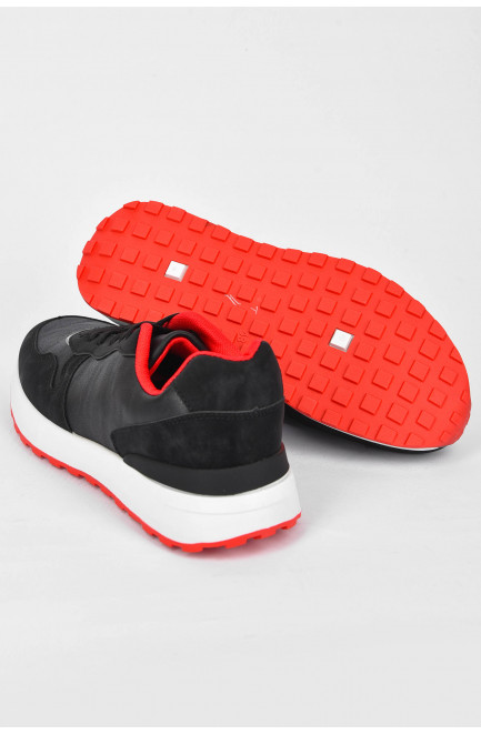 Кроссовки мужские черного цвета на шнуровке 200175L