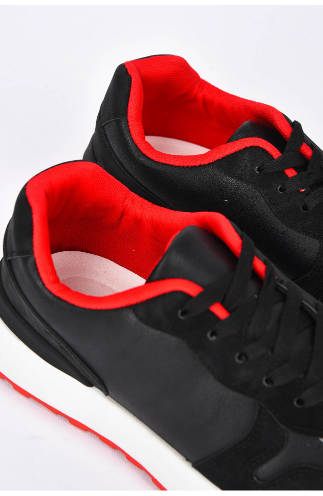 Кроссовки мужские черного цвета на шнуровке 200175L