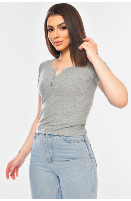 Футболка женская однотонная серого цвета 200238L