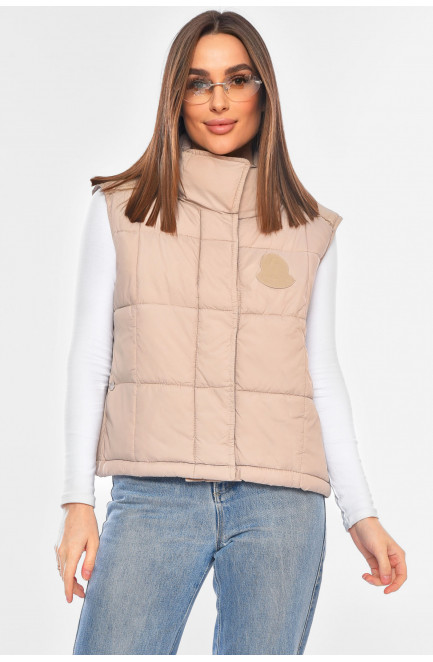Жилетка женская однотонная бежевого цвета 200299L
