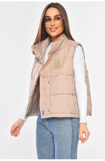 Жилетка женская однотонная бежевого цвета 200299L