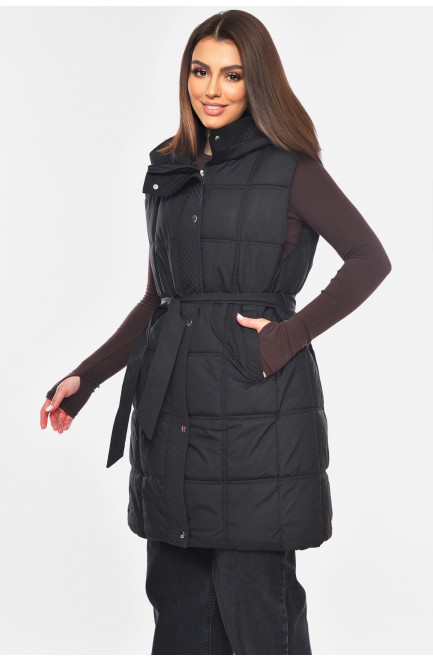 Жилетка женская батальная черного цвета 200311L