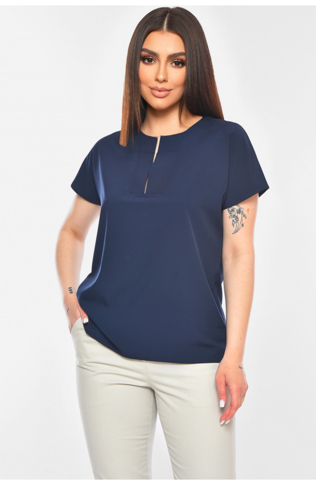 Блуза женская полубатальная тёмно-синего цвета 200973L
