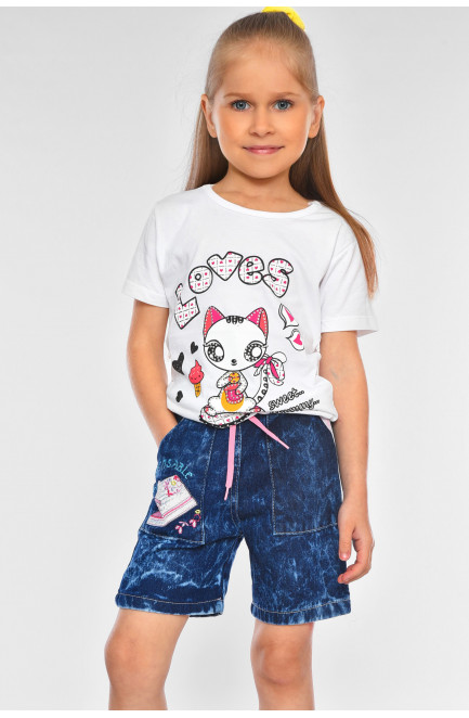 Шорты джинсовые детские для девочки синего цвета 201323L