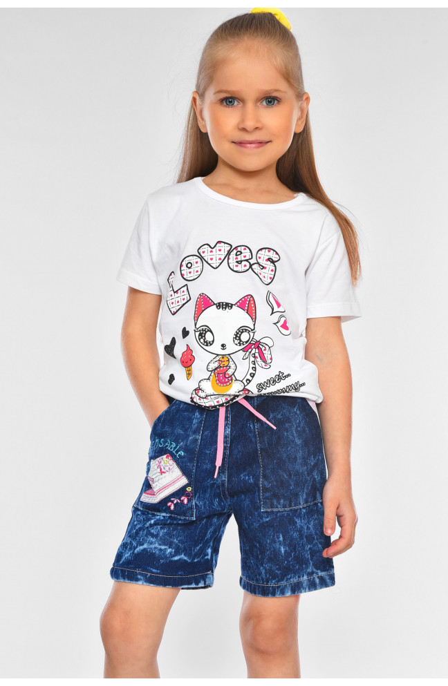 Шорты джинсовые детские для девочки синего цвета 201323L