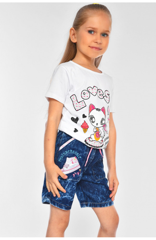 Шорты джинсовые детские для девочки синего цвета 201323L