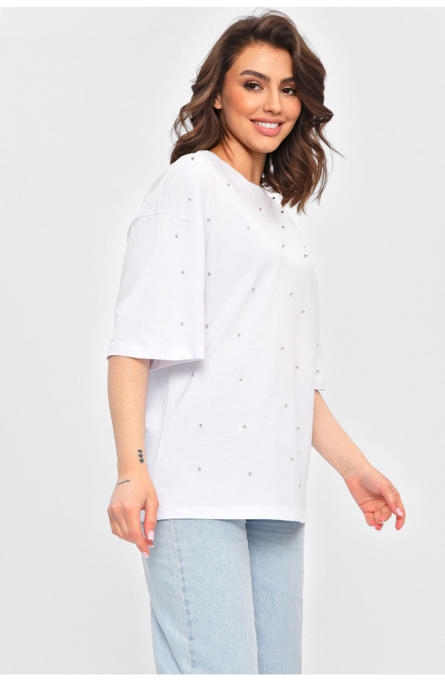 Футболка женская полубатальная белого цвета 202124L