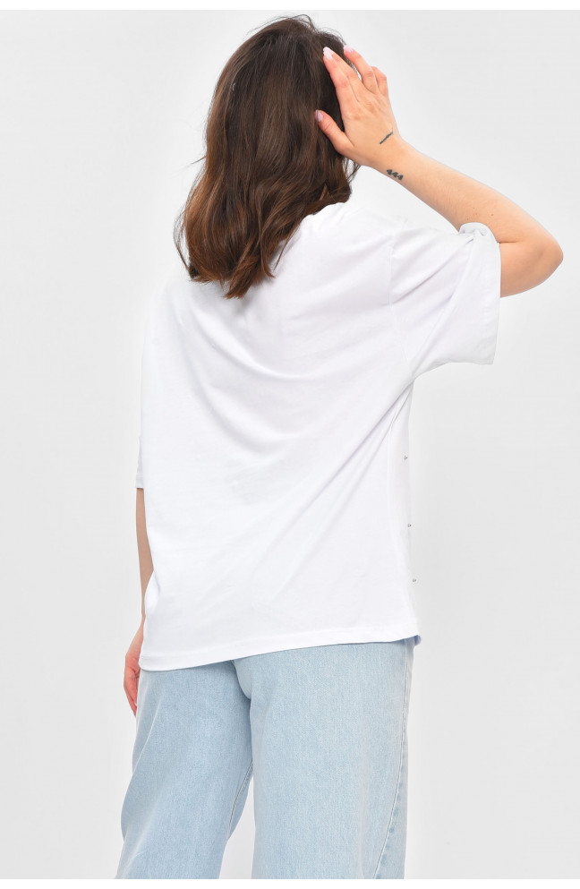 Футболка женская полубатальная белого цвета 202124L