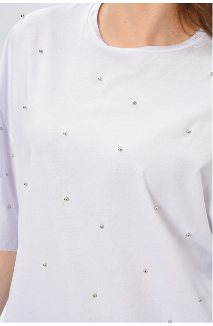 Футболка женская полубатальная белого цвета 202124L