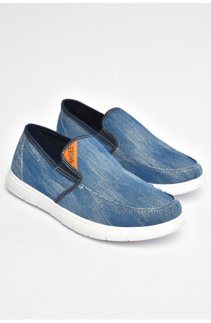 Мокасины мужские голубого цвета текстиль 202840L