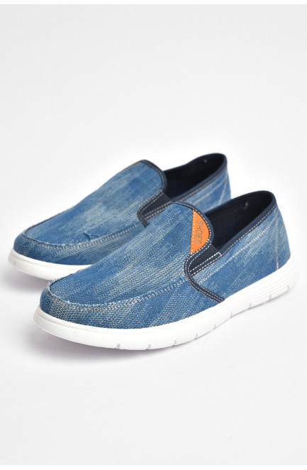 Мокасины мужские голубого цвета текстиль 202840L