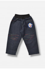 Джинсы детские для мальчика темно-синего цвета зима 202897L