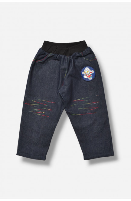 Джинсы детские для мальчика темно-синего цвета зима 202897L