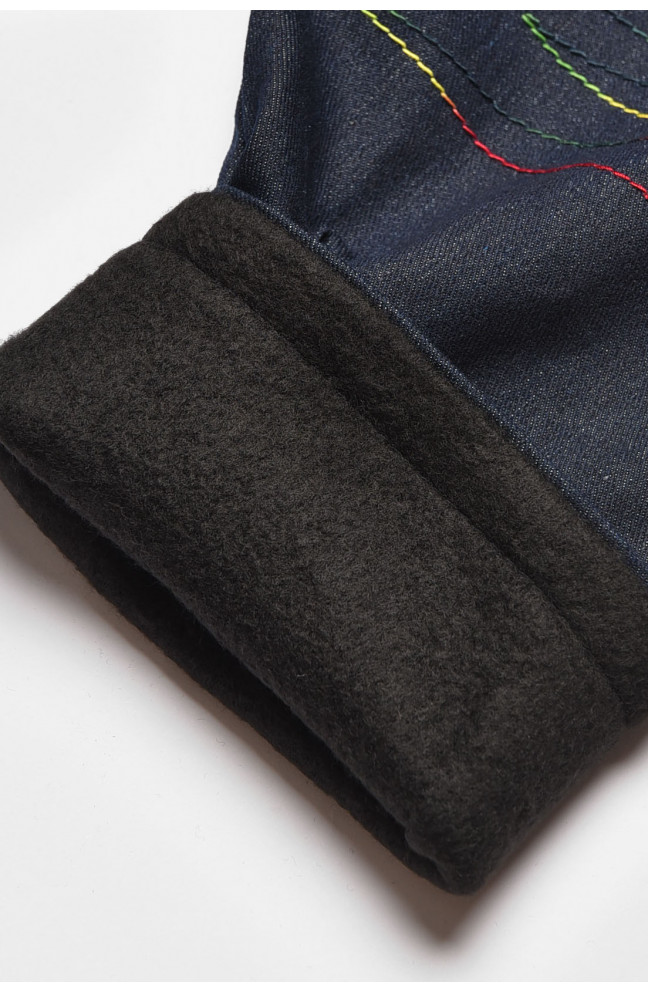 Джинсы детские для мальчика темно-синего цвета зима 202897L