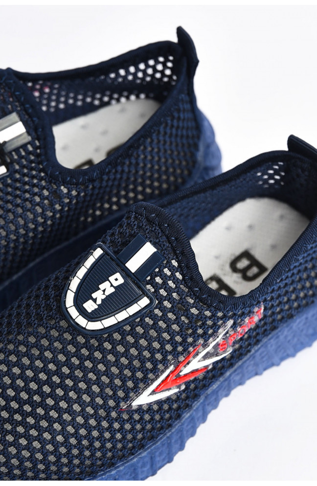 Мокасины детские темно-синього цвета текстиль 203167L