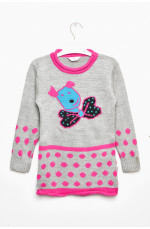 Туника детская для девочки серого цвета с принтом 203373L