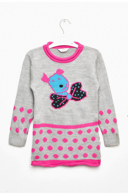 Туника детская для девочки серого цвета с принтом 203373L