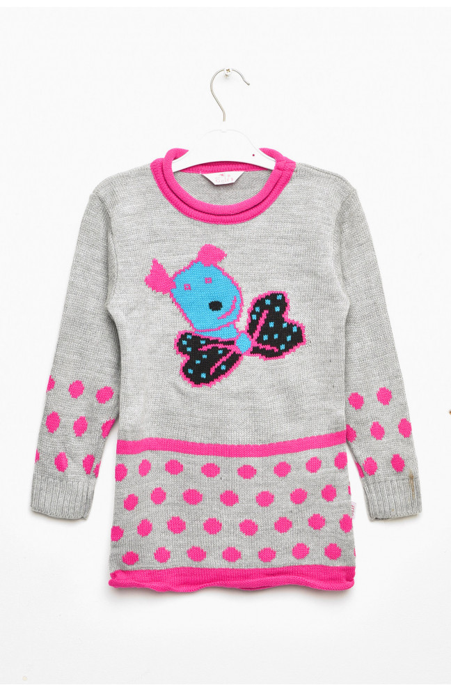 Туника детская для девочки серого цвета с принтом 203373L